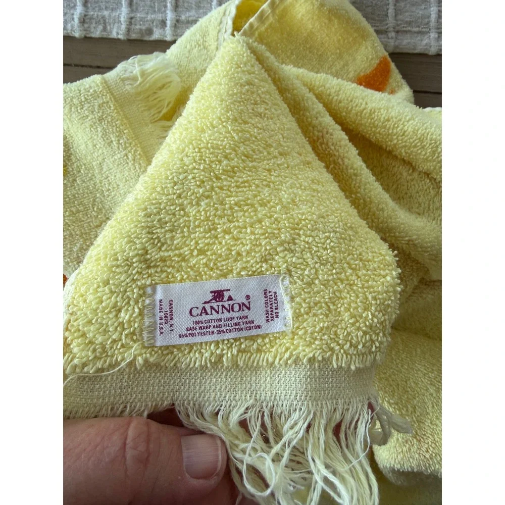 Vintage Cannon yellow butterfly MCM towel and washcloth set